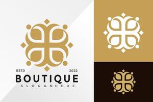 modèle d'illustration vectorielle de conception de logo d'ornement de boutique de luxe vecteur