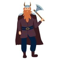 illustration vectorielle de l'homme viking. viking avec une hache à la main et un bouclier. isolé sur fond blanc. vecteur