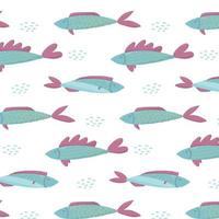 motif dessiné à la main pour enfants avec des poissons. motif avec poisson mignon. le motif convient aux impressions, au papier d'emballage et aux bannières. vecteur