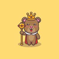 illustration de dessin animé de mascotte de roi ours mignon vecteur