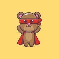 illustration de dessin animé de mascotte super ours mignon vecteur