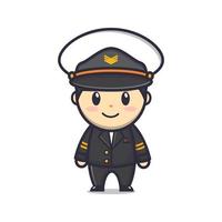 illustration de mascotte de dessin animé mignon pilote vecteur