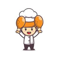 illustration de dessin animé de mascotte de chef mignon vecteur