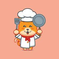 personnage de dessin animé de mascotte de chef de chat mignon vecteur