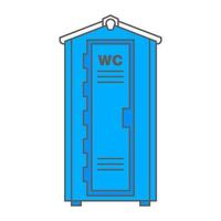 icône de toilette bio portable mobile. vue de face. wc placard en plastique bleu. illustration vectorielle vecteur