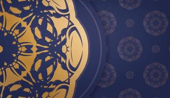 baner en bleu foncé avec des ornements en or grec pour la conception sous votre logo vecteur