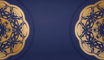 bannière bleu foncé avec des ornements dorés vintage pour la création de logo vecteur