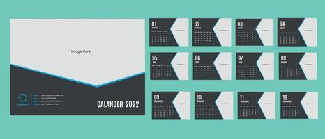 imprimer un calendrier de bureau moderne en noir et blanc vecteur