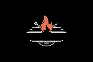 vecteur de conception de logo barbecue barbecue vintage rétro rustique