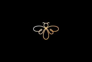 vecteur de conception de logo monoline élégant contour de ligne d'abeille minimaliste