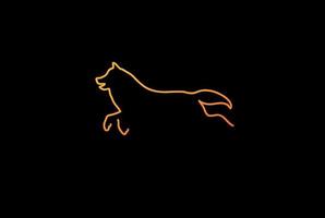 simple saut chien loup renard ligne contour logo design vecteur