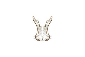 vecteur de conception de logo tête de lapin mignon rétro vintage