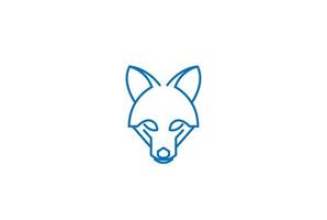 simple minimaliste loup renard chien coyote tête ligne contour style logo design vecteur