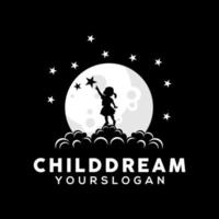 vecteur d'illustration de conception de logo de rêve d'enfant