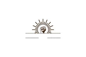 poing de main rétro vintage avec soleil pour le vecteur de conception de logo de la journée internationale de la jeunesse