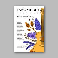 Modèle d&#39;Affiche de festival de musique jazz avec doodles vecteur