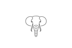 vecteur de conception de logo de contour de ligne de tête d'éléphant minimaliste simple