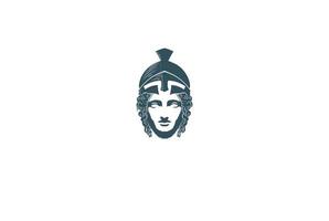 beauté grecque déesse romaine minerve tête sculpture logo design vecteur