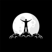 logo silhouette d'un homme debout sur le vecteur de la lune