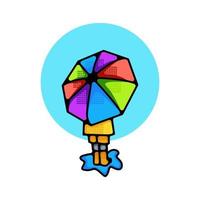 illustration de logo mignon petit garçon tenant un parapluie vecteur