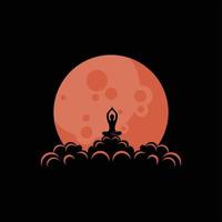 logo silhouette femme méditant sur la lune vecteur
