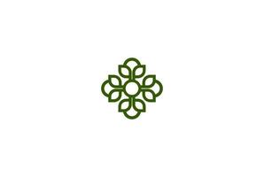 vecteur de conception de logo fleur feuille verte géométrique simple