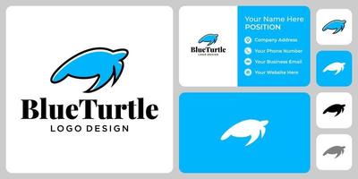 création de logo tortue avec modèle de carte de visite. vecteur