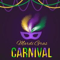 mardi gras carnaval illustration vectorielle avec masque sur fond sombre. modèle de conception facile à modifier pour vos projets. vecteur