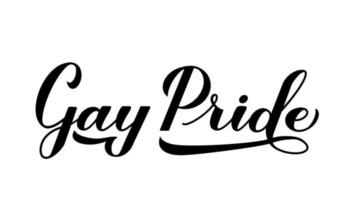 lettrage à la main de calligraphie gay pride isolé sur blanc. jour de fierté, mois, concept de défilé. slogan des droits des lgbt. modèle vectoriel facile à modifier pour la bannière, l'affiche de typographie, le t-shirt, le dépliant, l'autocollant, etc.