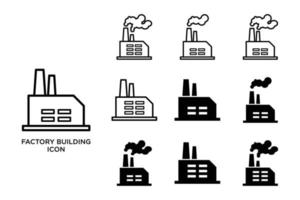 modèle de conception de vecteur de jeu d'icônes de bâtiment d'usine sur fond blanc
