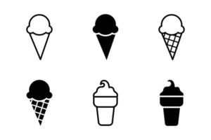 modèle de conception de vecteur de jeu d'icônes de crème glacée sur fond blanc