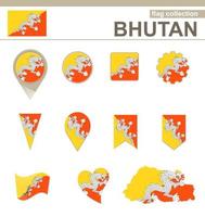 collection de drapeaux du bhoutan vecteur