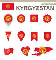 collection drapeau kirghizistan vecteur