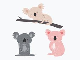 ensemble de koala de dessin animé. illustration vectorielle vecteur