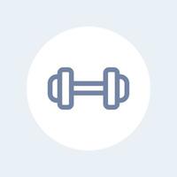 icône d'haltère, signe d'haltère, icône de ligne avec haltère, signe de gym pour la carte, icône d'haltère isolée sur blanc, illustration vectorielle vecteur