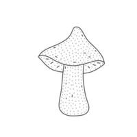 icône de champignon dessiné à la main dans le style doodle. icône de vecteur de champignon de dessin animé pour la conception de sites Web isolée sur fond blanc.