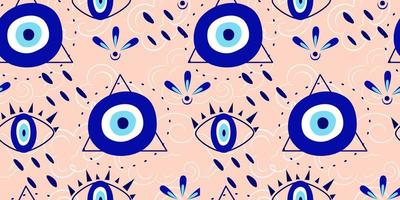 modèle sans couture avec oeil grec. les yeux bleus sont un talisman et une amulette pour la protection.illustration vectorielle dans un modèle sans couture de style plat avec des cercles vecteur