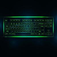 clavier ou clavier d'ordinateur brillant virtuel sur fond vert foncé.composition vecteur