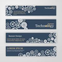 roue dentée abstraite de vecteur et carte de circuit imprimé, ensemble de bannières.