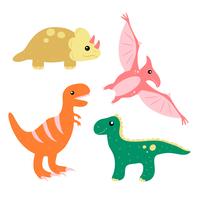 Ensemble de collection de dinosaures mignons dessinés à la main vecteur