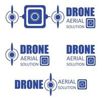 vecteur d'icône de drone pour la société de services. modèles de logos de drone volant avec appareil photo. quadrocopter faire de la photographie.