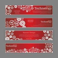 roue dentée abstraite de vecteur et carte de circuit imprimé, ensemble de bannières.