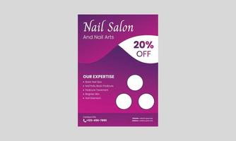 modèle de conception de flyer de service de spa à ongles. conception de dépliant d'affiche de service de salon de manucure. modèle a4, conception de brochure, couverture, dépliant, affiche, prêt à imprimer vecteur