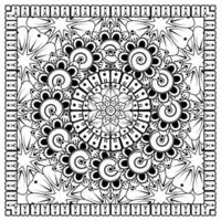 motif circulaire en forme de mandala pour henné, mehndi, tatouage, décoration. ornement décoratif dans un style oriental ethnique. page de livre de coloriage. vecteur