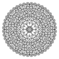 motif circulaire en forme de mandala pour henné, mehndi, tatouage, décoration. ornement décoratif dans un style oriental ethnique. page de livre de coloriage. vecteur