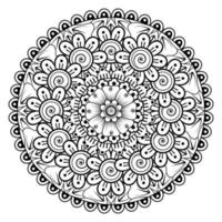 motif circulaire en forme de mandala pour henné, mehndi, tatouage, décoration. ornement décoratif dans un style oriental ethnique. page de livre de coloriage. vecteur