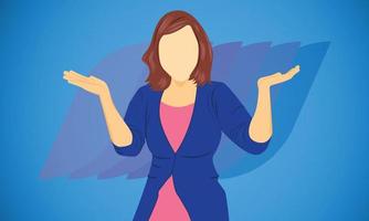 femme montre la main pour le concept de marketing d'entreprise de produit ou d'article de présentation. illustration vectorielle eps10 vecteur