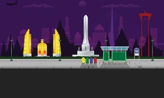 Vue sur la ville de Bangkok avec monument memorial démocratie swing pole building vector illustration eps10