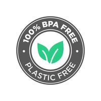 100% sans BPA. Icône gratuite 100% plastique. vecteur