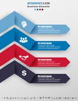 Modèle de graphique de processus infographie métier. les icônes marketing peuvent être utilisées pour la mise en page, le rapport, le flux de travail. Concept d&#39;entreprise avec 4 options, étapes ou processus. Vecteur